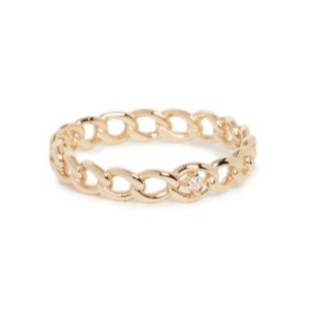 Shashi Revolve Patron Ring Gold Chain Cubic Zirconia 18k Vermeil Sz 6 10$